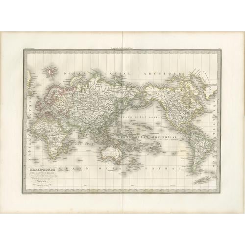 Antique World Map by M. Lapie, Paris, 1838 For Sale - Image 13 of 13