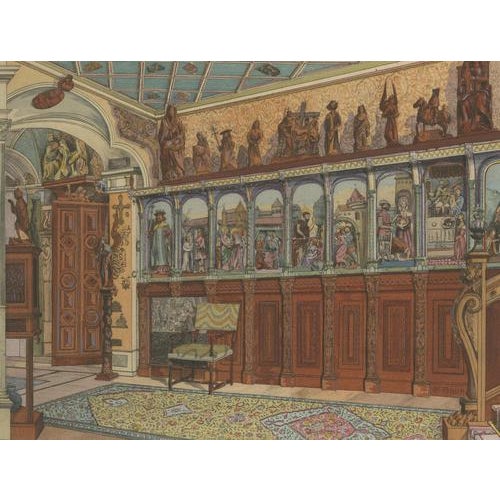 Paper French Artist, Oriental Splendours: Two Historic Interior Views from Fin-de-Siècle, 1900s, Print For Sale - Image 7 of 10