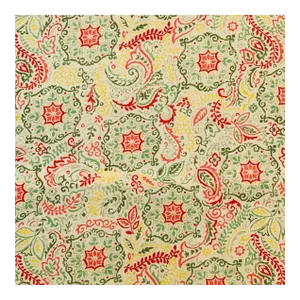 Designer P Kaufmann Cream Coral Green Yellow Botanical Floral Medallion Paisley Suzani Fabric Sample