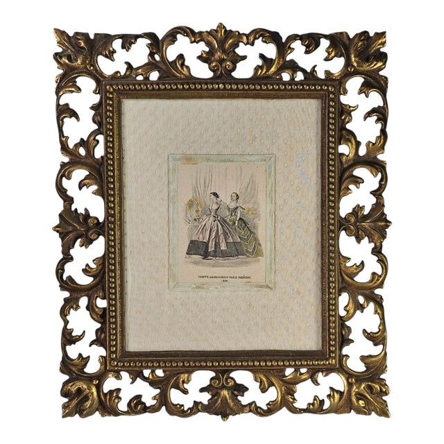 Bronze Gilt Picture Frame Gold Table Top Easel 14.5" For Sale