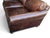 Early 21st Century Restoration Hardware Brown Leather Two-Cushion Sofa With Rolled Arms and Bun Feet For Sale - Image 5 of 14