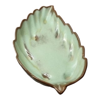 1970s Frankoma Green Glaze Leaf Bowl For Sale