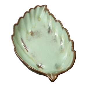 1970s Frankoma Green Glaze Leaf Bowl