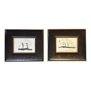 Two Contemporary Original Abstract Landscape Watercolor Paintings - Set of Two
