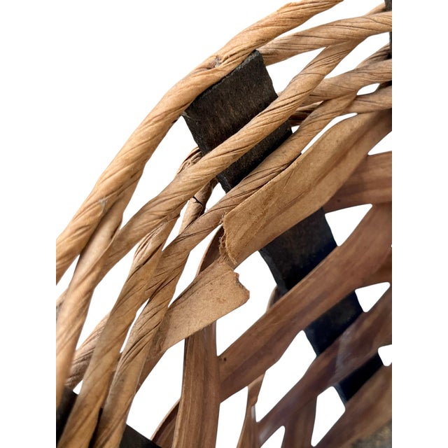 Pair Mid-Century Woven Basket Planters on Tripod Stands For Sale - Image 13 of 14