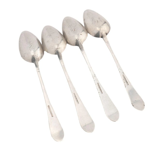 Metal Set Four American Coin Silver Bird Back Tea Spoons by Anthony Simmons (1795-1808) For Sale - Image 7 of 13