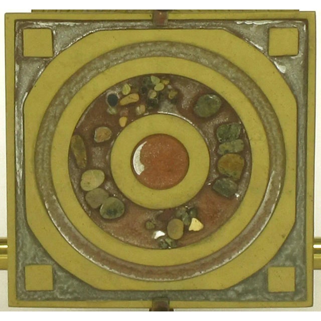 Postmodern Enameled Brass Panel Studio Side Table For Sale - Image 10 of 11