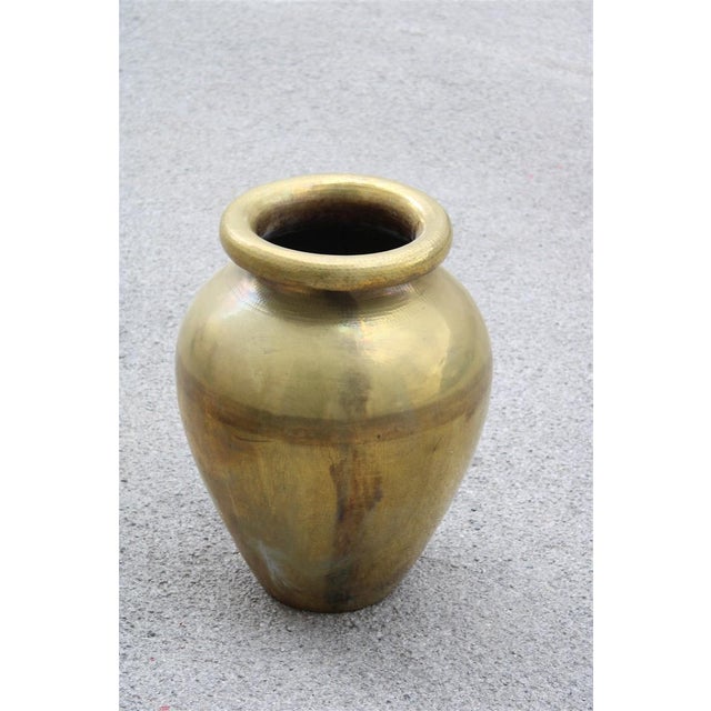 Metal Large Hand-Hammered Brass Vase, 1970s For Sale - Image 7 of 7