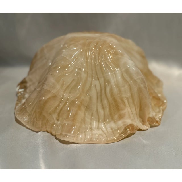 Murano Vintage Murano Marigold Attributed Large Iridescent Centerpiece Console Bowl For Sale - Image 4 of 6