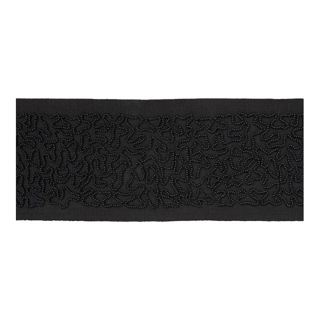Sample - Schumacher Vermicelli Beaded Tape in Black For Sale