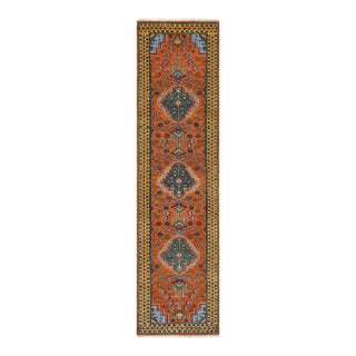 3x30Ft. Brunt Orange Persian Design Inspired Hand Knotted Wool Runner Rug For Sale