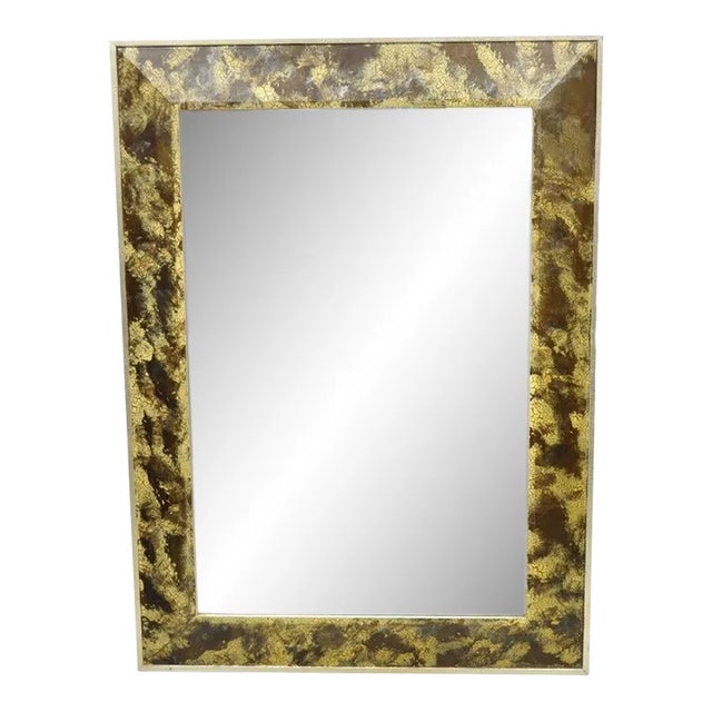 Vintage Decorative Arts Inc. Faux Tortoise Shell Painted Brown & Gold Modern Wall Mirror For Sale