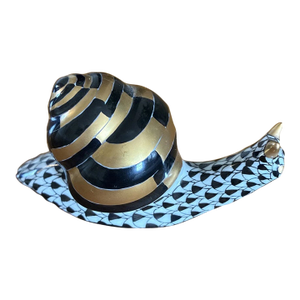 Vintage MCM Herend Black Fishnet Baby Snail Figurine