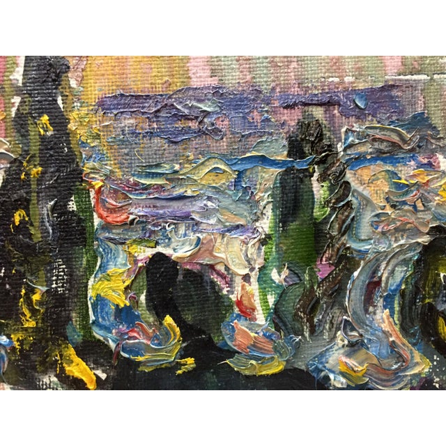 Textile Abstract Oil Painting "Sunrise" by Lebedeva Valentina Nikolaevna For Sale - Image 7 of 12