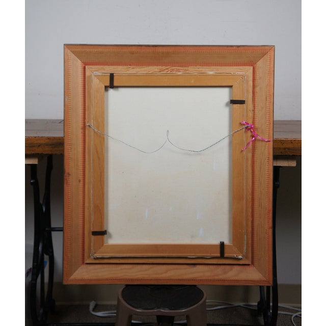 Vintage Lantren Forest Lake Mountain Landscape Oil Painting 32" For Sale - Image 4 of 10