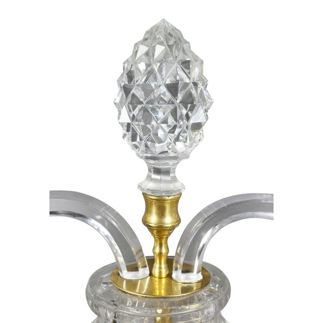 Attributed to Parker and Perry or William Blades. Each with two prismed bobeche with lower drip pan and attached prisms....