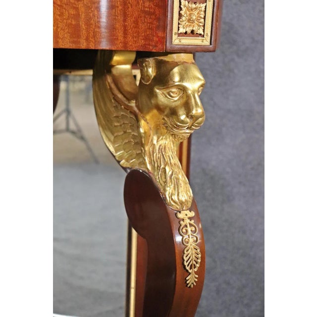 Wood Fine Quality Mirrored Bronze Lion Ormolu Russian Style Console Table For Sale - Image 7 of 11