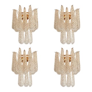 Set of 4 Modern “Conchiglie” Gold Murano Glass Wall Sconces For Sale
