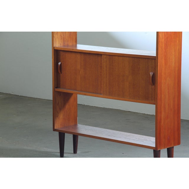 Mid-Century Modern Danish Teak Bookcase with Sliding Doors, 1960s For Sale - Image 17 of 18