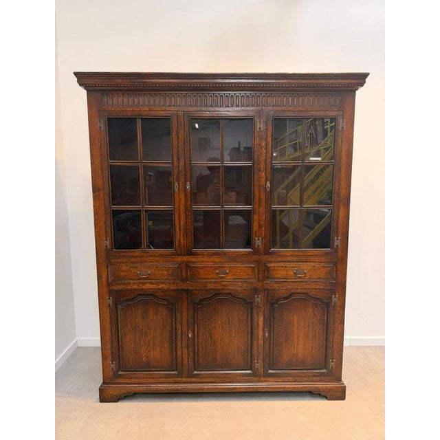 Antique Oak Display Cabinet For Sale - Image 10 of 11