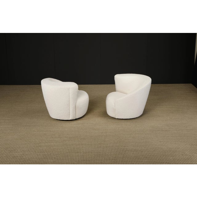 Vladimir Kagan Vladimir Kagan Corkscrew Swivel Chairs for Directional in Bouclé, Signed - A Pair For Sale - Image 4 of 12