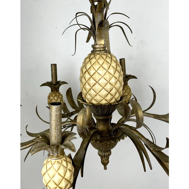 Vintage Pineapple Tole Chandelier For Sale - Image 4 of 7