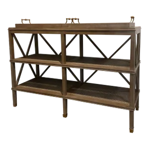 Sherrill Occasional Organic Modern Caned Tiered Tray Console Table