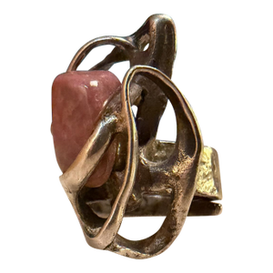 Sculptural Ring With a Silver-Toned Metal Pink Stone Krahe