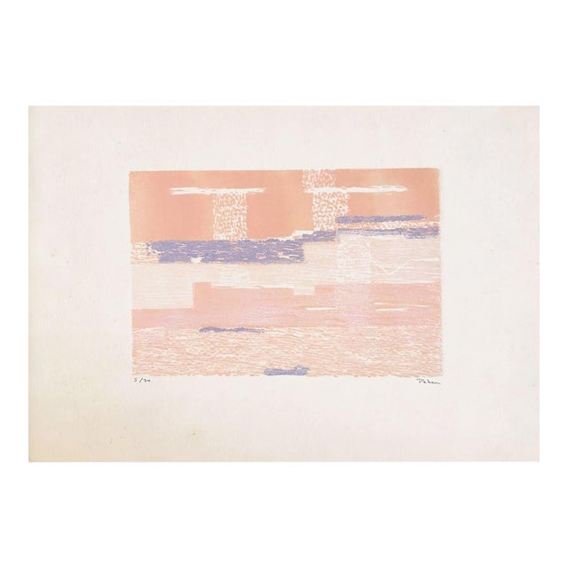 1973 Monique Pehem (Breton-Prouté) Le Miroitement Signed Linocut For Sale