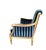 Dennis & Leen Louis XVI Style French Giltwood & Blue Velvet Bergere Arm Chair.