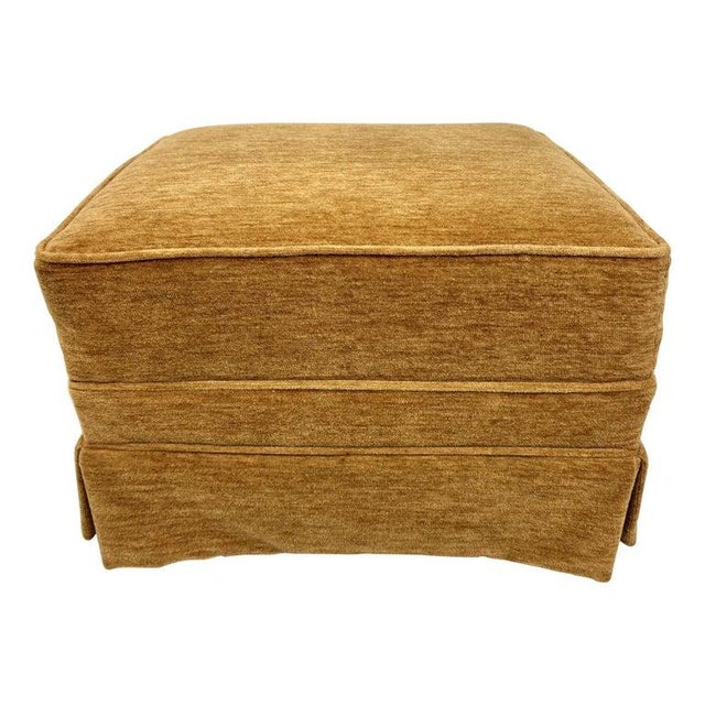 Custom Mohair Velvet Ottoman. In a golden maple syrup color. Use as a footrest or as a small coffee table. Rests on four...