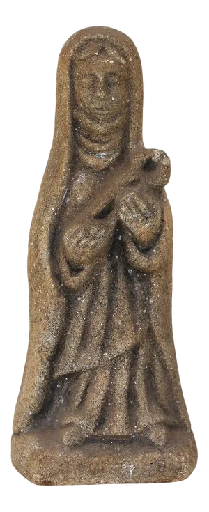 Late 19th Century Carved Granite Holy Mary With Baby Jesus Figurine