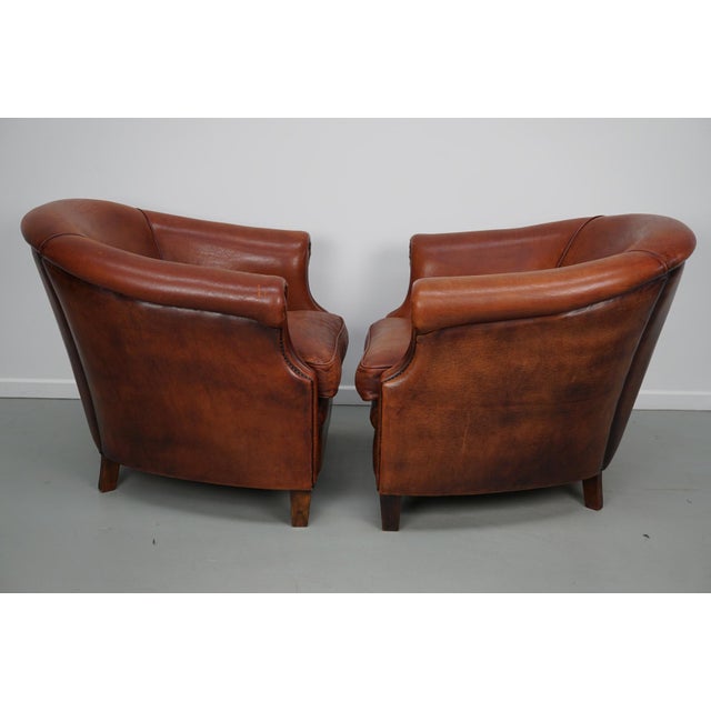 Vintage Dutch Cognac Leather Club Chair, 1970s, Set of 2 For Sale - Image 16 of 18