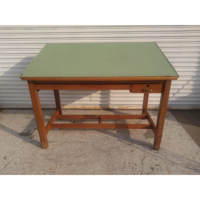 Vintage Adjustable Top Oak Drafting Table For Sale - Image 10 of 10