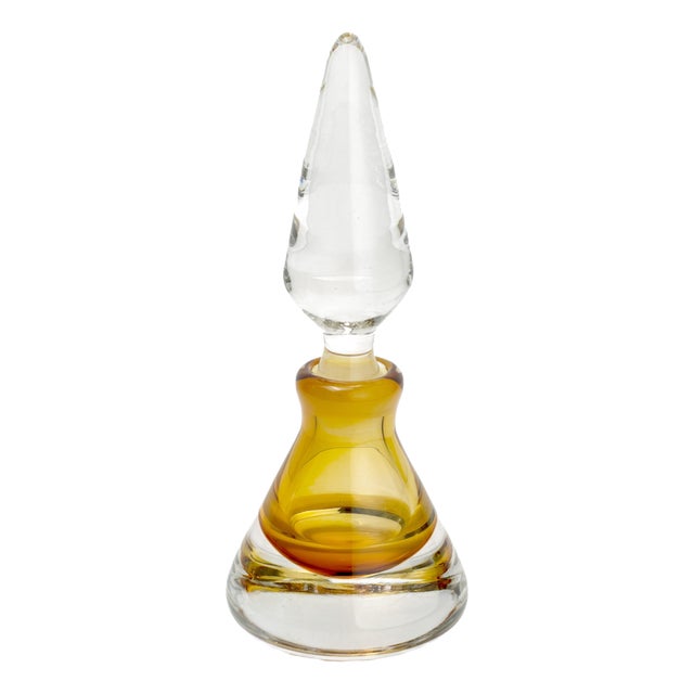 Murano Glass Perfume Bottle with Tall Crystal Stopper, 1960s For Sale