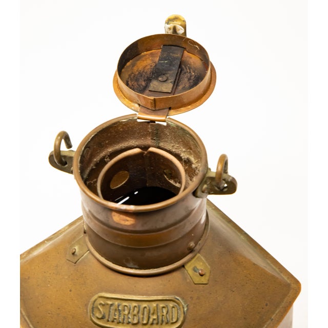 Nautical 1902 Copper Starboard Ship Lantern by Tung Woo For Sale - Image 3 of 13