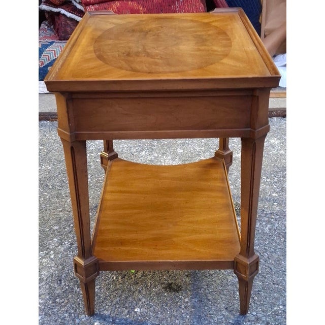 Mid 20th Century Pair John Widdicomb Walnut and Burl Single Drawer Tiered Side Tables For Sale - Image 17 of 18