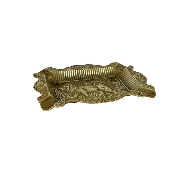 Mid-Century Modern Mid Century French Brass Lion Ashtray For Sale - Image 3 of 7