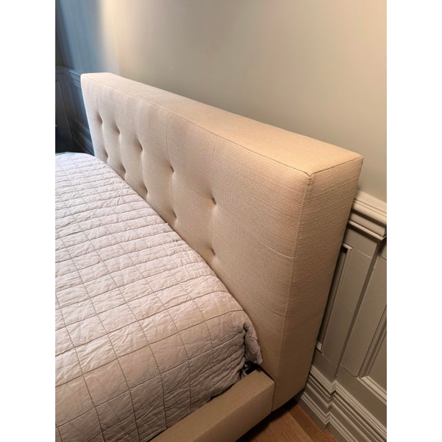 2010s Queen Upholstered Bed Frame and Headboard For Sale - Image 5 of 8