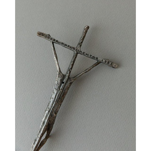 Austrian Catholic Bronze Jesus on the Cross Crucifix by E. Huber, 1983 For Sale - Image 3 of 12