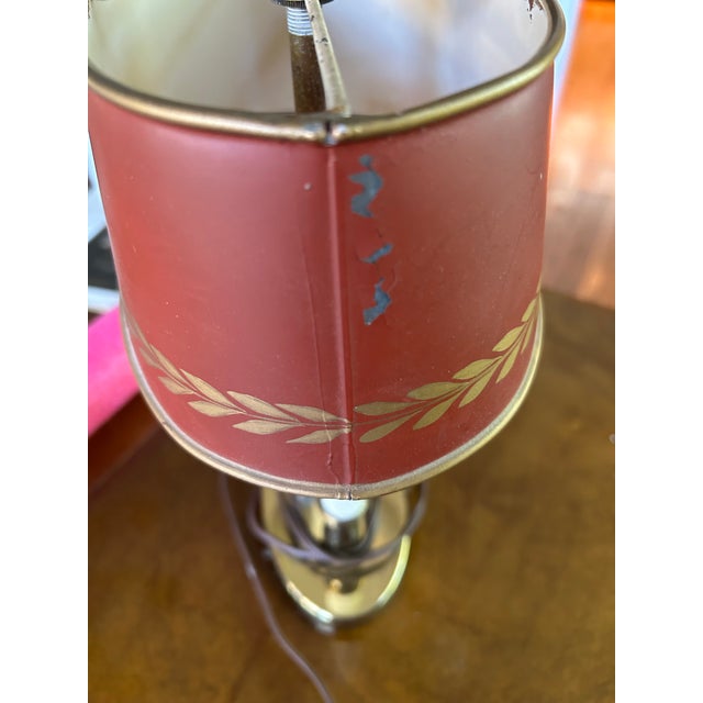 Early 20th Century Small Double Bouillotte Lamp With Red Tole Shade For Sale - Image 11 of 11