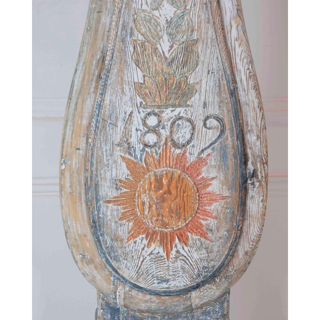 Dated 1809 Swedish Longcase Clock with Original Folk Art Decoration For Sale - Image 12 of 16