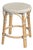 Tobias 18 in. Seat Height Round Rattan Dining Stool, White/Tan Dot / Natural Rattan Frame For Sale