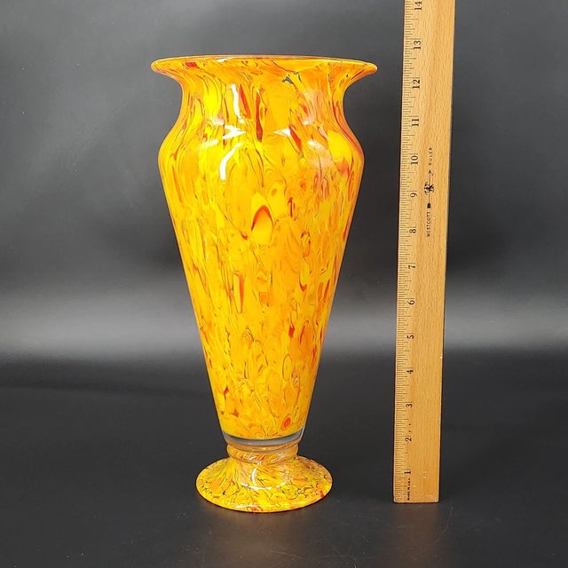 Mid-Century Modern Vintage MCM Murano STyle Hand Blown Art Glass Confetti Vase For Sale - Image 3 of 7