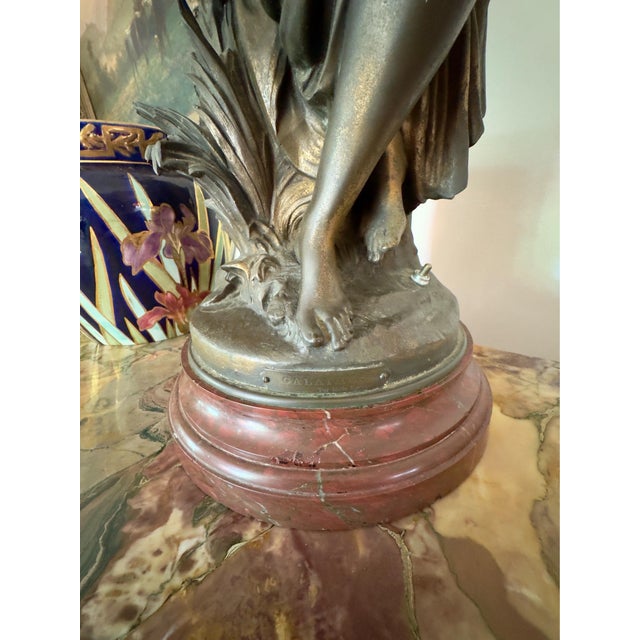 Figurative Art Nouveau 1920’s Auguste Moreau Signed Lamp For Sale - Image 3 of 9
