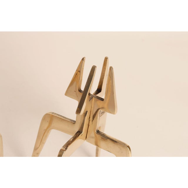 Brass Pair of Sculptural Vintage Brutalist Candle Holders in Polished Brass For Sale - Image 8 of 13