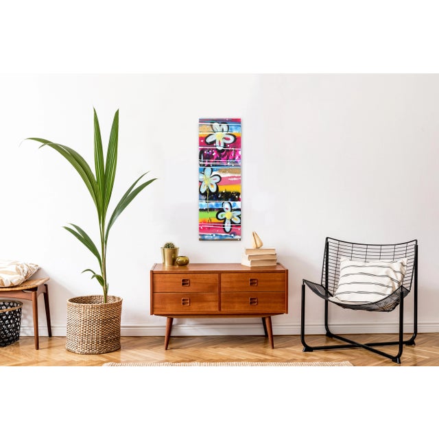 Colorful Street Art Urban Graffiti Painting Flowers Tall Art "Favorite Sunrise Walk" Original Artwork by Amber Goldhammer For Sale - Image 9 of 10