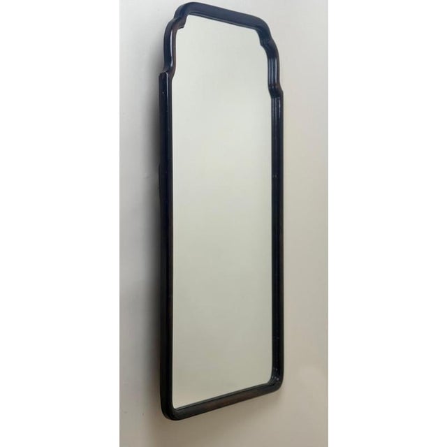 Italian Dark-Stained Beechwood Wall Mirror with Frame, 1940s For Sale - Image 4 of 14
