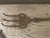 19th C large brass kitchen fork from England. Lovely kitchen accessory