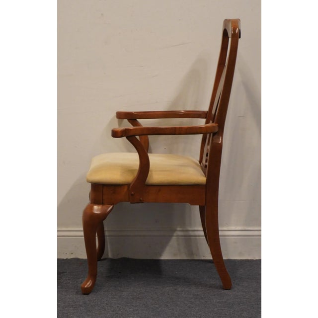 American Drew Solid Cherry Traditional Queen Anne Style Dining Arm Chair For Sale - Image 4 of 10
